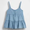 Tanktop i denim med lagdelt kant for barn