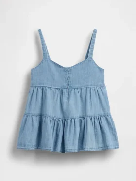 Tanktop i denim med lagdelt kant for barn