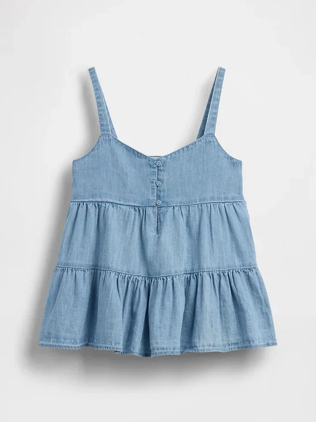Tanktop i denim med lagdelt kant for barn
