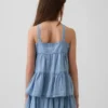 Tanktop i denim med lagdelt kant for barn