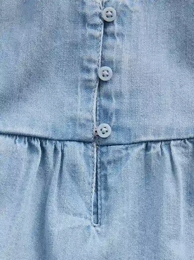 Tanktop i denim med lagdelt kant for barn