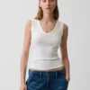 Tanktop med flerfarget ribbestrikking