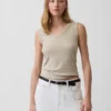 Tanktop med flerfarget ribbestrikking