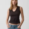 Tanktop med flerfarget ribbestrikking