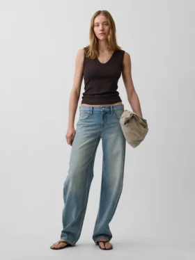Tanktop med flerfarget ribbestrikking