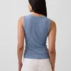 Tanktop med flerfarget ribbestrikking