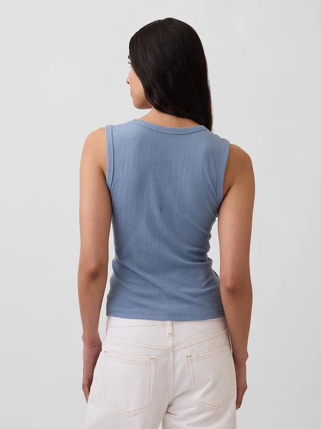 Tanktop med flerfarget ribbestrikking