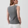 Tanktop med flerfarget ribbestrikking