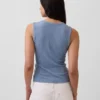 Tanktop med flerfarget ribbestrikking