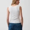 Tanktop med flerfarget ribbestrikking