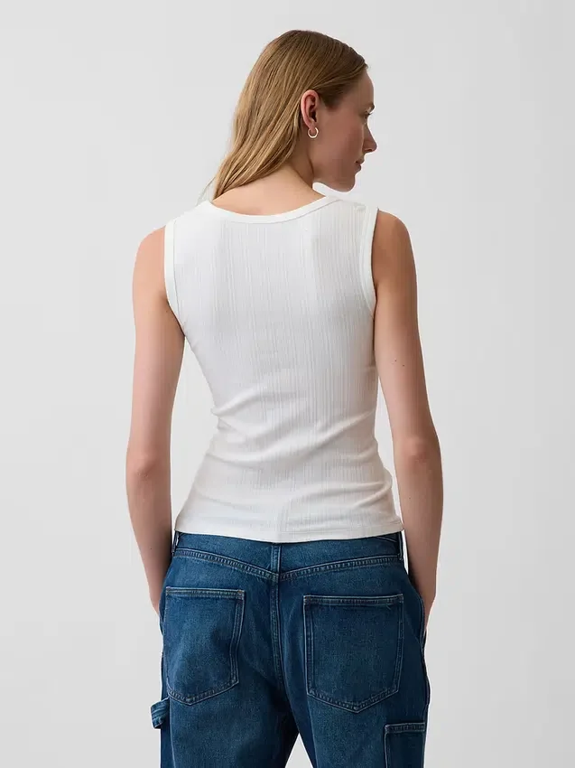 Tanktop med flerfarget ribbestrikking
