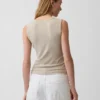 Tanktop med flerfarget ribbestrikking