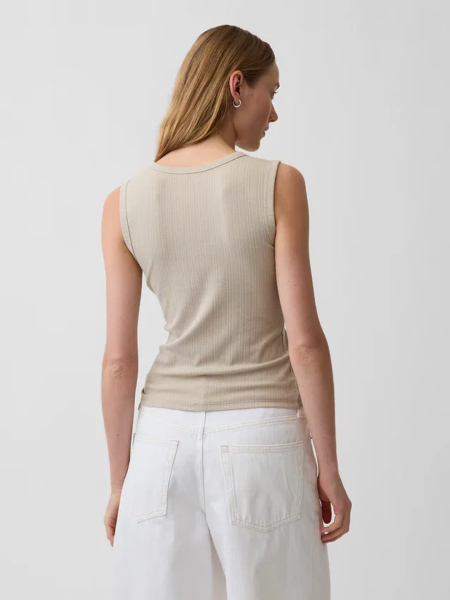 Tanktop med flerfarget ribbestrikking