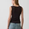 Tanktop med flerfarget ribbestrikking