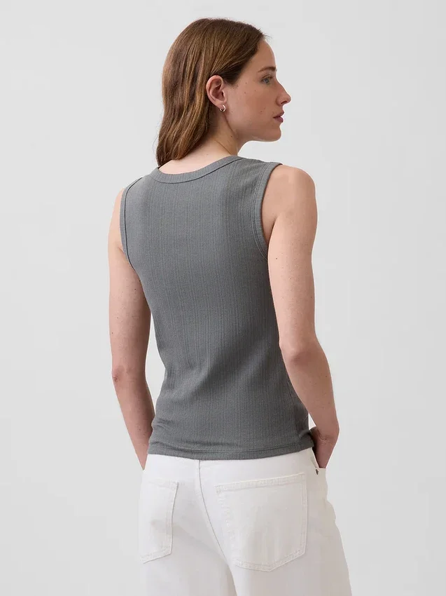 Tanktop med flerfarget ribbestrikking