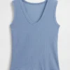 Tanktop med flerfarget ribbestrikking