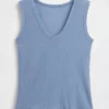 Tanktop med flerfarget ribbestrikking