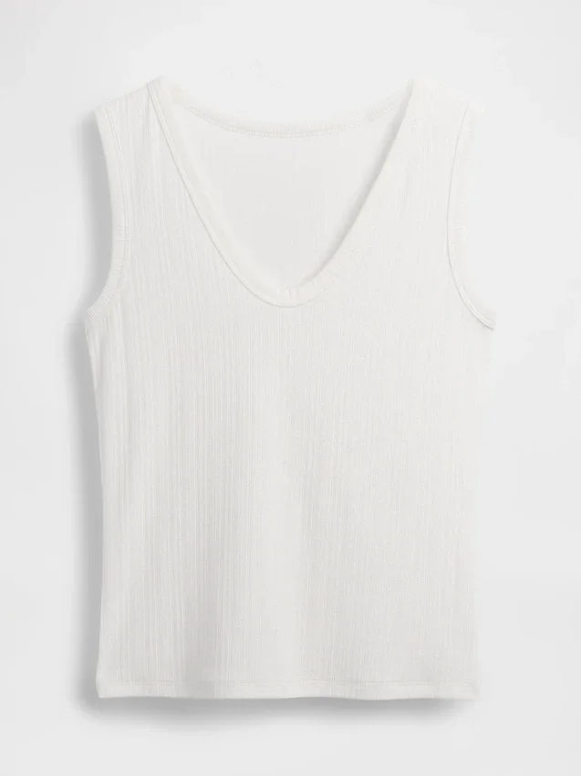 Tanktop med flerfarget ribbestrikking