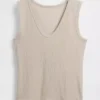 Tanktop med flerfarget ribbestrikking