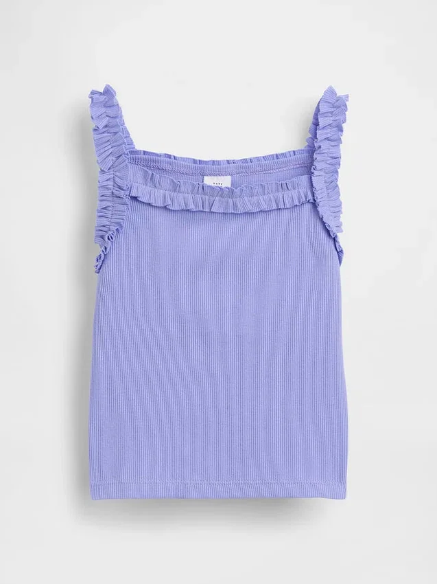 Tanktop med ribbestrikk og volanger for Baby og Småbarn