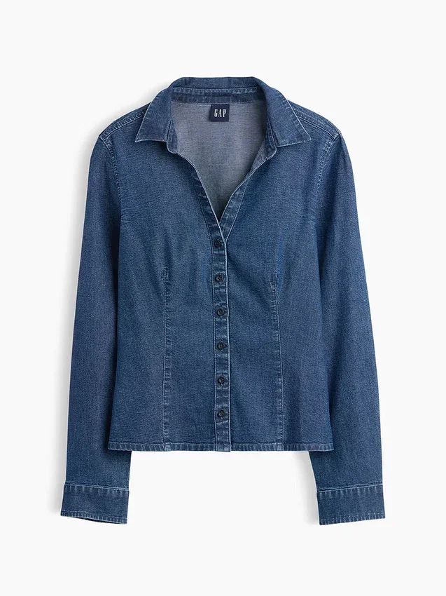 Tettsittende denimskjorte