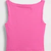 Tettsittende jersey-tanktop med båthals og kort snitt