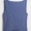 Tettsittende jersey-tanktop med båthals og kort snitt