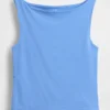 Tettsittende jersey-tanktop med båthals og kort snitt