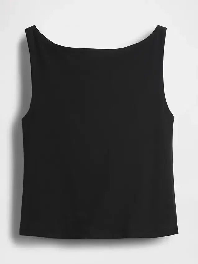 Tettsittende jersey-tanktop med båthals og kort snitt