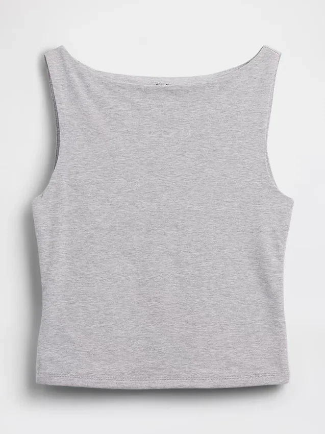 Tettsittende jersey-tanktop med båthals og kort snitt