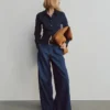 Tettsittende, kort denimskjorte