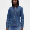 Tettsittende lang denimjakke