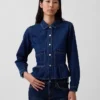 Tettsittende peplum-top i denim