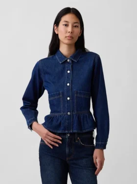 Tettsittende peplum-top i denim