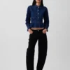 Tettsittende peplum-top i denim