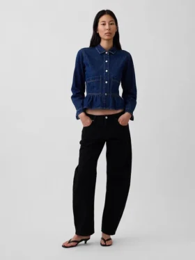 Tettsittende peplum-top i denim