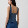 Tettsittende peplum-top i denim