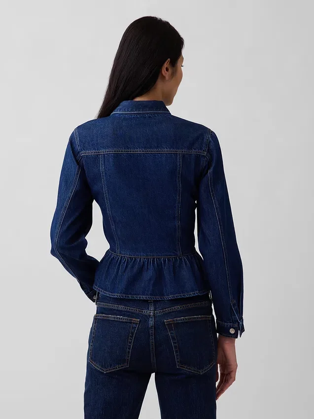 Tettsittende peplum-top i denim