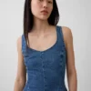 Tettsittende peplum-top i denim