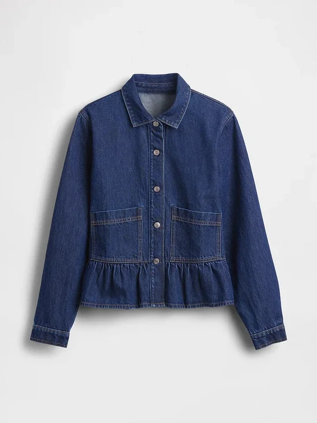 Tettsittende peplum-top i denim