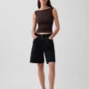 Tettstrikket jersey-top med rynker