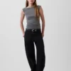 Tettstrikket jersey-top med rynker