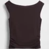Tettstrikket jersey-top med rynker