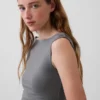 Tettstrikket jersey-top med rynker