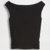 Tettstrikket jersey-top med rynker
