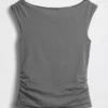 Tettstrikket jersey-top med rynker