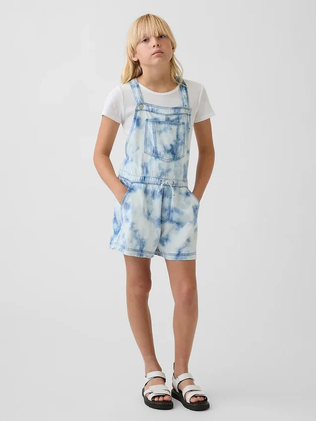 Tie-dye-denim-shorts med avslappet passform for barn