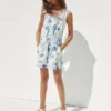 Tie-dye-denim-shorts med avslappet passform for barn