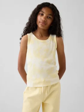 Tie-dye-tanktop i ribbestrikk for barn