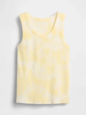 Tie-dye-tanktop i ribbestrikk for barn